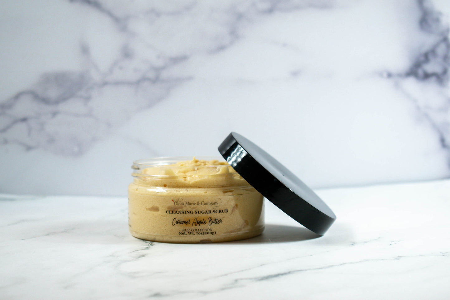 Caramel apple butter sugar scrub colored light gold