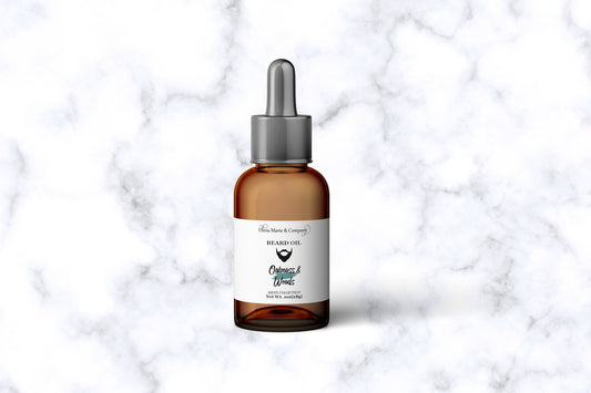 Brown bottle with dropper on a white marble background