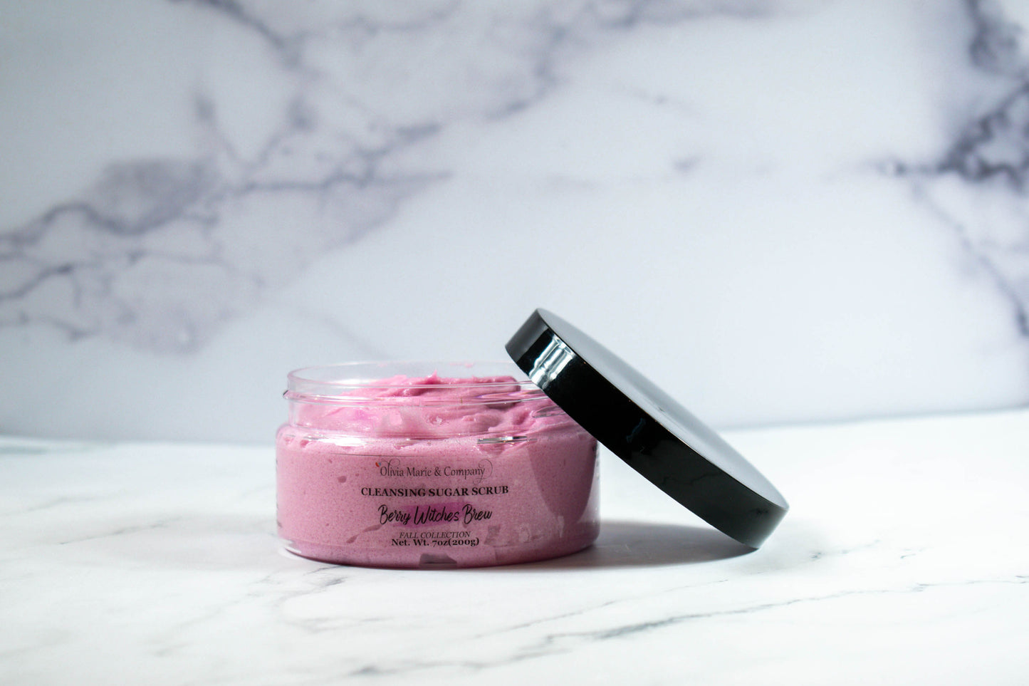 Berry witches brew sugar scrub tinted in a light purple