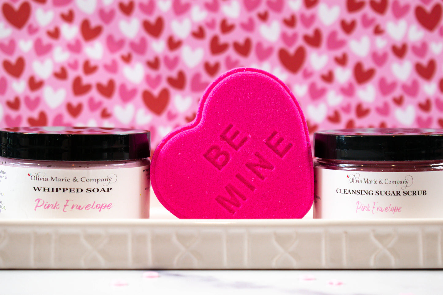 Bright Crush Set – Whipped Soap, Sugar Scrub & Bath Bomb – Pink Envelope Scent