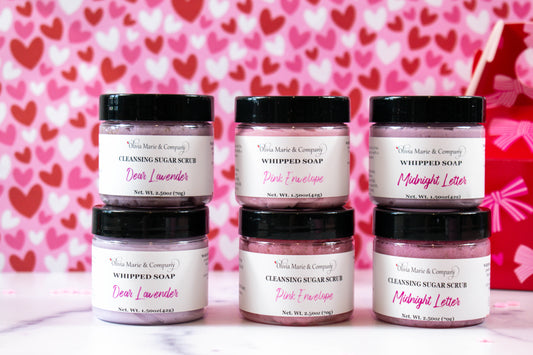 Sweet Skin Duo – Whipped Soap & Sugar Scrub Set – Valentine Bath & Body
